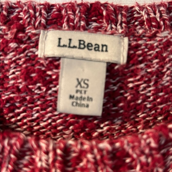 LL Bean XS Marled Red & White Knit Pullover Crewneck Sweater Petite 100% Cotton - Picture 2 of 5